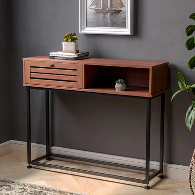 The Range Rustic Narrow Wooden Side Console Table Entryway Hallway Display - Brown