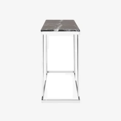 The Range Ackley Silver Console Table With Black Marble Top - Black