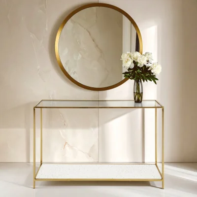 The Range Novi Glass And Gold Frame Console Table - Gold