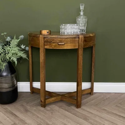 The Range Curved Hall Console Table - Brown