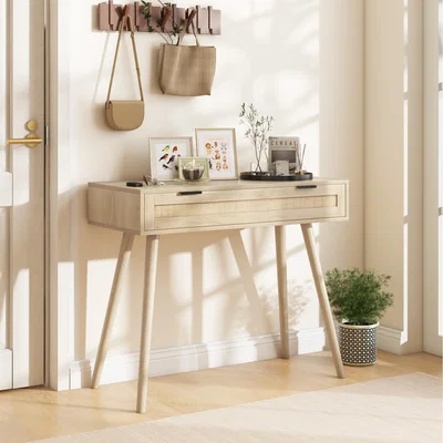The Range Rattan Console Table Entryway Table - Natural
