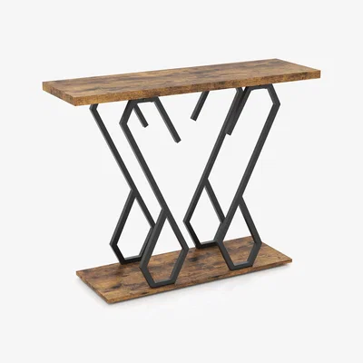 The Range Faux Marble Console Table - Brown