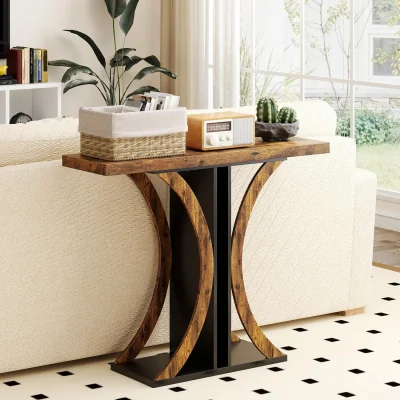 The Range Geometric Frame Rectangular Entryway Table - Brown