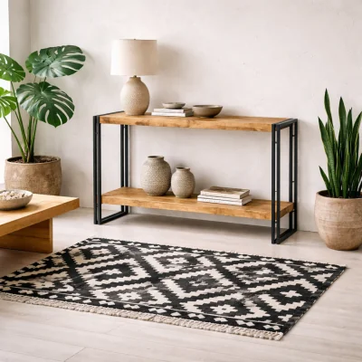 The Range Toivakka Industrial Reclaimed Wood and Metal Console Table - Brown