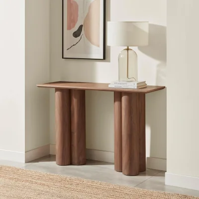 The Range Sutton Walnut Veneer Wood Console Table - Brown