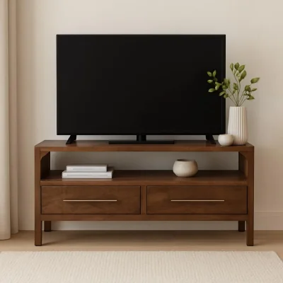 The Range Solid Wood Arc-Line Media Console - Brown