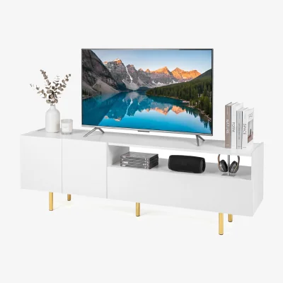 The Range Media Console Table with 5 Metal Legs