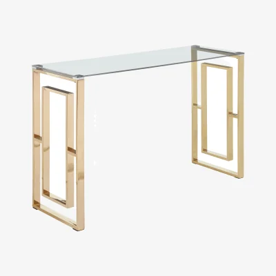 The Range Allure Console Table with Gold Legs and Glass Top - Gold