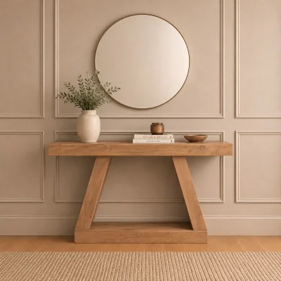 The Range Solid Mango Wood Console Telephone Table - Light Oak
