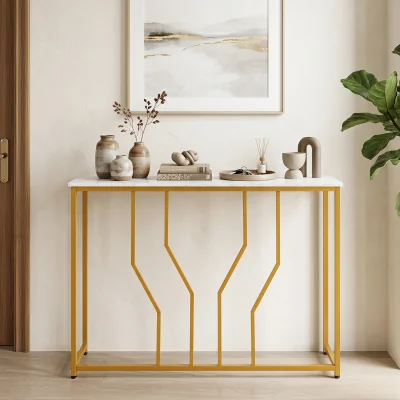 The Range Modern White Marble Entryway Table - White