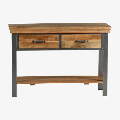 The Range Industrial Wood and Metal 2 Drawer Console Table - Light Wood