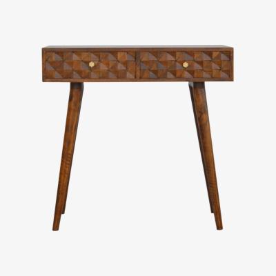 The Range Chestnut Diamond Carved Console Table - Brown