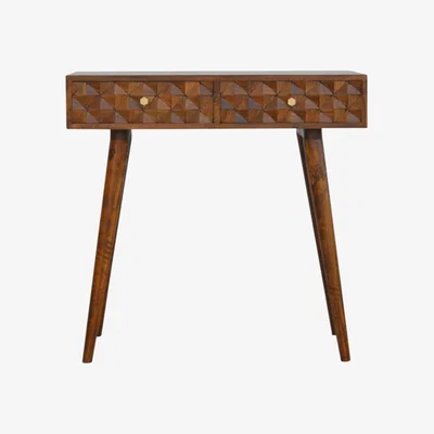 The Range Chestnut Diamond Carved Console Table - Brown