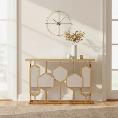 The Range Rio Gold and Mirror Console Table - Gold