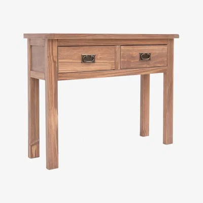 The Range Padua 2 Drawer Console Table - Light Brown / Antique Brass Drop