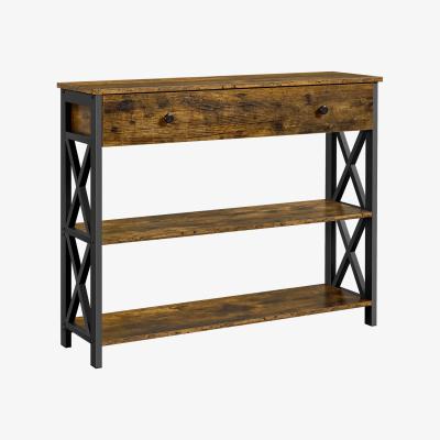 The Range Wooden Console Table - Rustic Brown