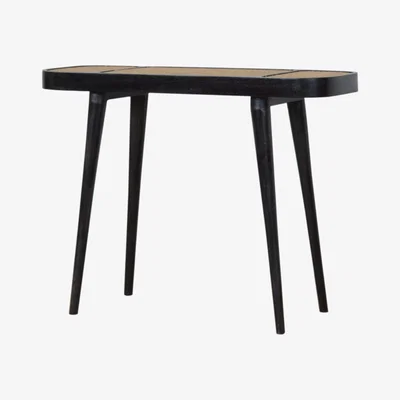 The Range Modern Hand Crafted Ash Black Rattan Console Table - Black