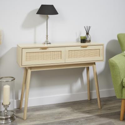 The Range Light Rattan 2 Drawer Console Table - Brown