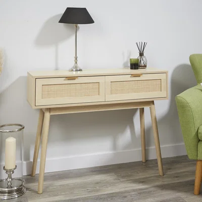 The Range Light Rattan 2 Drawer Console Table - Brown