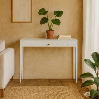 The Range Goldie White Wood Grain One-Drawer Console Table - White