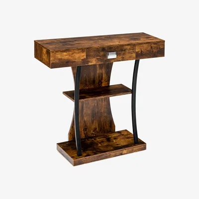 The Range T-Shaped Console Table - Rustic Brown