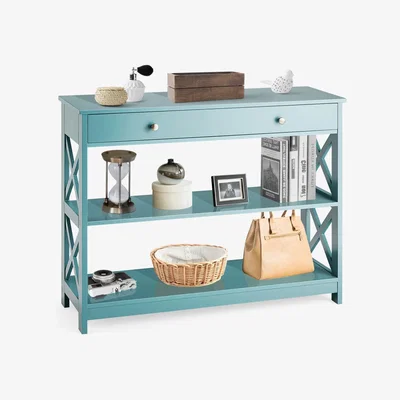 The Range 3 Tier Console Table with Storage - Green