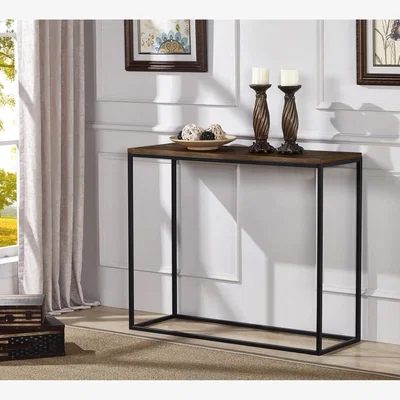 The Range Industrial Chevron Console Contemporary Wood Metal Table - Black