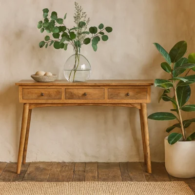The Range Pizzo Large Mango Wood 3 Drawer Console Table - Brown