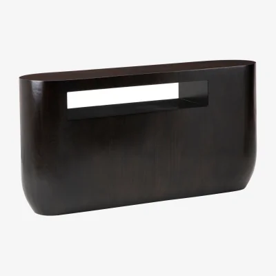 The Range Gabelle Oval Ebony Bamboo Console Table - Brown