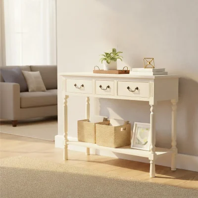 The Range Heritage 3 Drawer Ivory Console Table - White