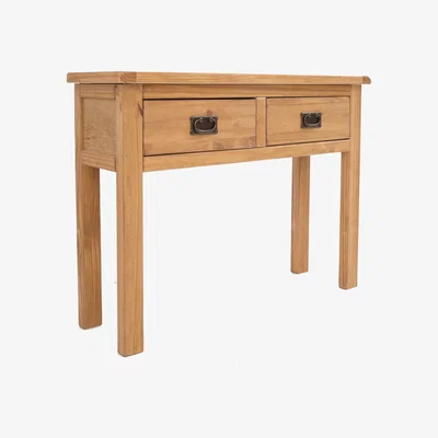 The Range Lugo 2 Drawer Console Table - Light wood / Brass / Drop