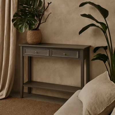 The Range Laurelbrook Slim 2 Drawer Console Table - Grey