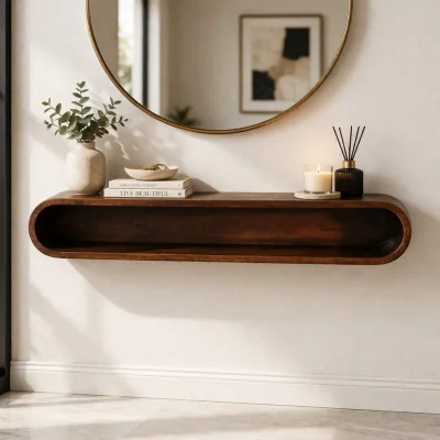 The Range Solid Wood Arc Wall-Mounted Media Console - Brown