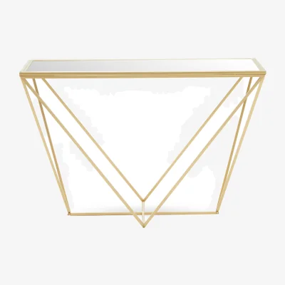 The Range Farran Gold Finish Rectangular Console Table - Gold
