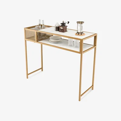 The Range Costway 2 Tier Console Table-White - White