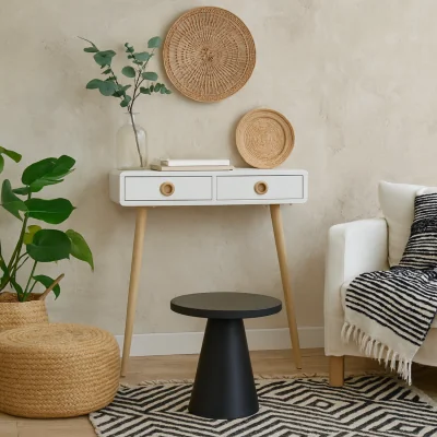 The Range Hanover Off Mid Century Console Table - Off White