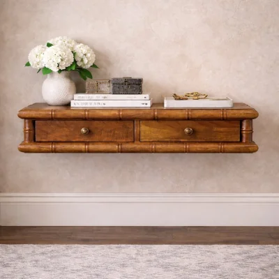 The Range Solid Wood Bamboo Wall-Mounted Console - Brown