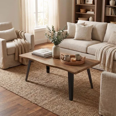 The Range FWStyle Nassau Wave Edge Console Table Oak Effect Finish - Oak