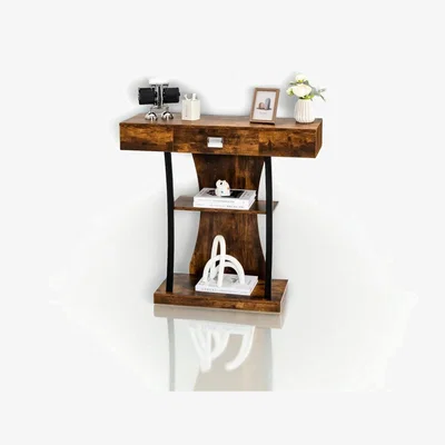 The Range Rustic Wooden T Shaped Console Table - Brown