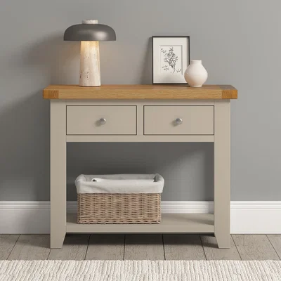 The Range Windsor 2 Drawer Console Table - Putty/Oak - Putty and oak