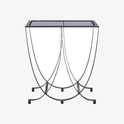 The Range Trento Black Console Table with Grey Glass Top - Grey