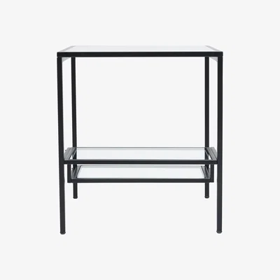 The Range Modern Curved Console Glass Table with Metal Frame for Hall Dining Room Home - Black / Square / 8kg