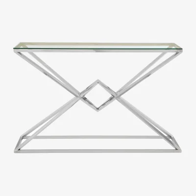 The Range Allure Tempered Glass Rectangular Console Table - Silver
