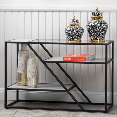 The Range 3 Tier Metal Hallway Table - Matte Black