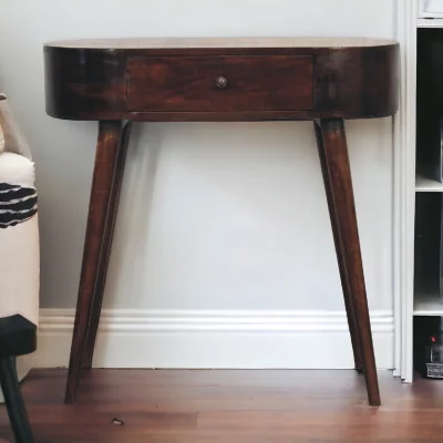 The Range Solid Wood Albion Light Walnut Console Table - Brown