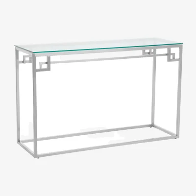 The Range Allure Tempered Glass Silver Finish Console Table - Silver