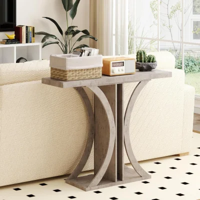 The Range Geometric Frame Rectangular Console Table - Grey