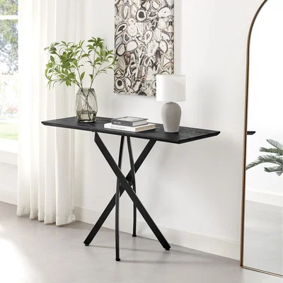 The Range Leonardo Console Table Veneer Top Black Legs - Black