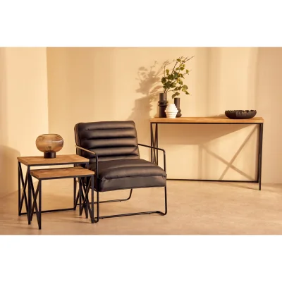 The Range Kickford Parquet Fir Wood Console Table - Black