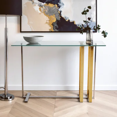 The Range Alvea Silver and Gold Console Table - Gold